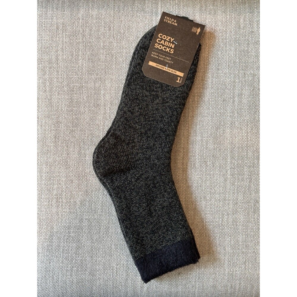 Field & Stream Cozy Cabin Socks Aloe Infused Black Gray Double Layer NWT Women’s